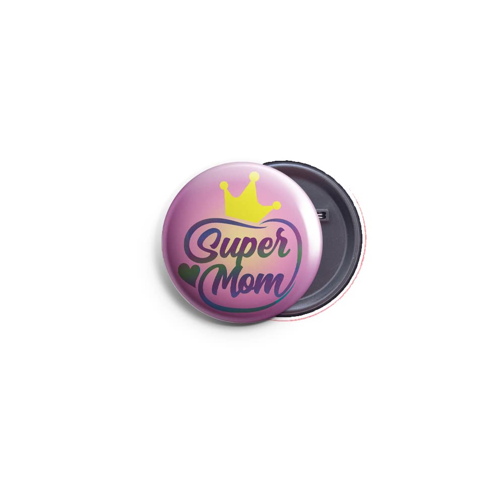 AVI 58mm Regular Size Metal Pin Badge Purple Super Mom quote for mothers day R8002389