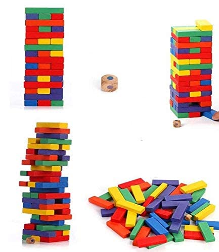 Generic Tower challenge wooden colored blocks puzzle toy 54 pcs