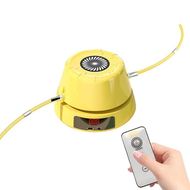 Agatige Smart Skipping Machine, Automatic Rotating Rope Skipping Machine with Adjustable Speed, Entertaining Interaction Toy for Family, Office, Gym (Yellow)