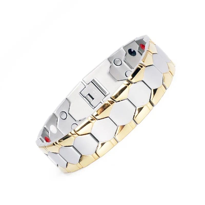 Fayruz Jewelry Unisex Magnetic Bracelet, 316L Stainless Steel 4 Elements Magnetic Energy Bracelet, Super Strength 3500 Gauss Fit All People