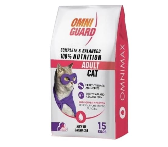 OmniGuardAdult Cat Dry Food, 100% Complete & Balanced Nutrition, Rich in Omega 3 & 6, High Protein – 15kg