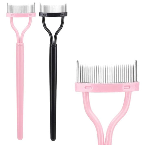 Eyelash Comb, Designed Eyelash Separator Mascara Applicator Eyebrow Brush Metal Teeth Eye Lash Tool with Comb Cover- multicolor-1 piece