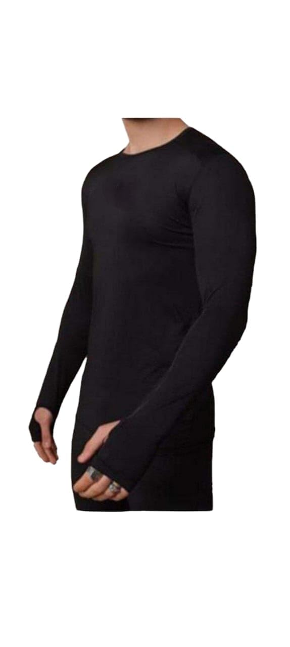 Men's Compression T-Shirt Black Lycra Running Swimming
