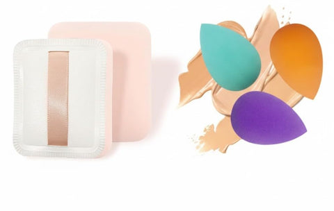 3 pcs Small Mini beauty blender bulk Makeup Sponge for face Multi-colored makeup sponges +1 PC Powder Puff Face Square Soft Makeup Puff for Loose Powder Soft Body Cosmetic Foundation Sponge-multicolor
