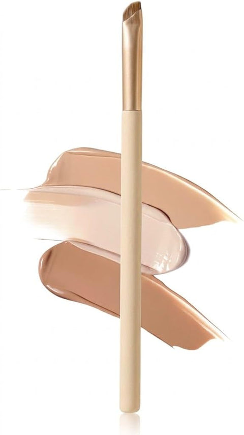 - Under-Eye Concealer -eyeliner - eyeshadow Brush, Small Flat Angled Synthetic Bristles Flawless Coverage Multitask Brush with Liquid Cream Powder - BLACK MIX GOLD HAND COLOR