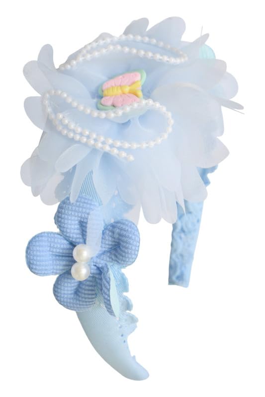 Daphne Flower Hairband For Girls - Light Blue