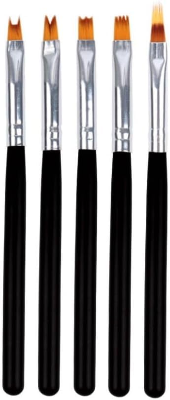 Nail Art Brush Set, 5 Piece Professional Nail Design Brushes with Black Handles for Gel Polish, Acrylic Painting, Detailing