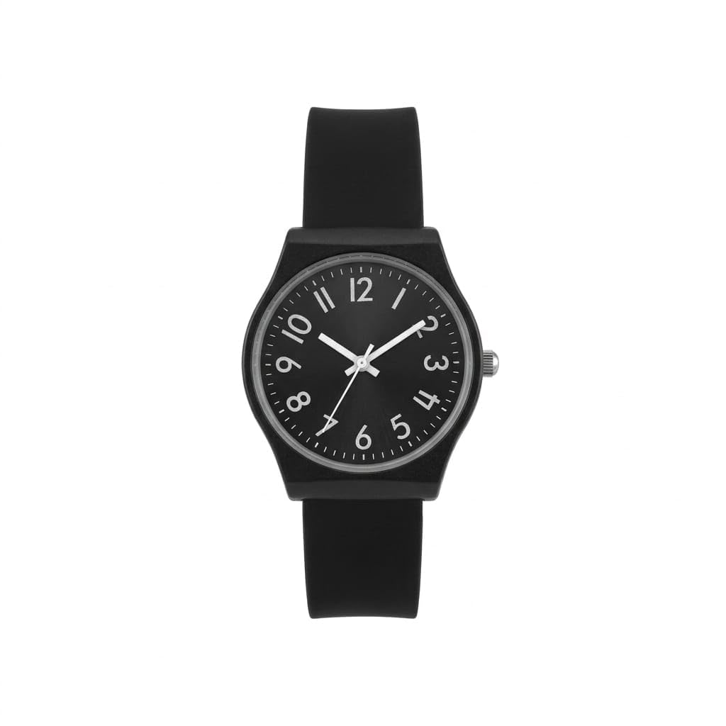Women's Casual Watch with Flexible Silicone Strap - Fashion Design Lightweight Waterproof for Daily Use - Black