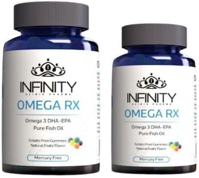 Infinity Omega RX Plus 60 Plus 30 Gummies, Supports Heart Health, Enhances Brain Function, and Promotes Joint Health with Delicious Omega 3 and Vitamins Combo.