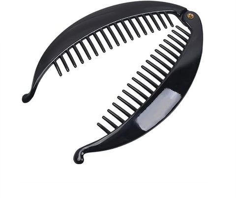 ZonShop Banana Hair Clips, Banana and Fish Design Colorful Pieces 14cm for Women and Girls, Classic French Fishtail Hair Clip (Black)