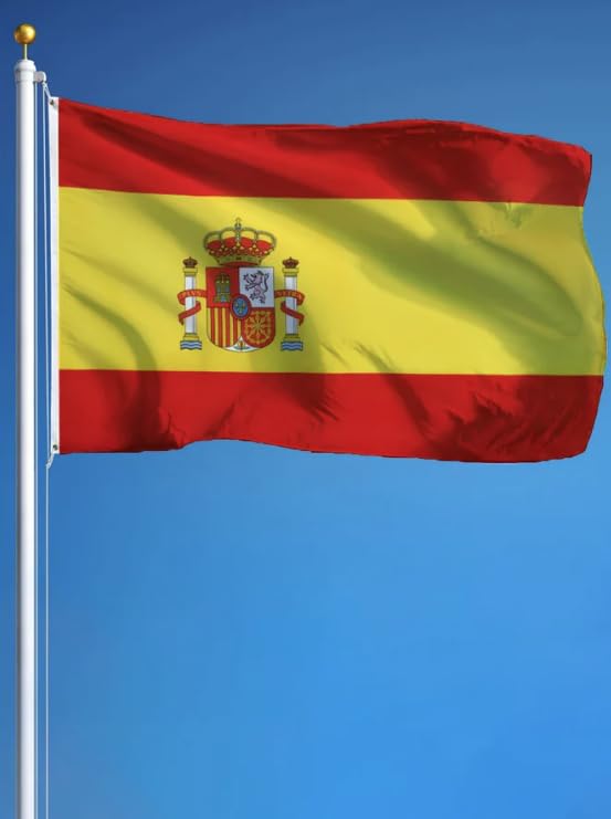 Planet Flag Spain Flag 90 x 150 cm – Durable Polyester with Coat of Arms and Eyelets – Spanish Flag for Indoor/Outdoor Use – Ideal National Party, Sport, Decoration