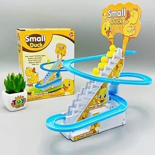 TRUE FIT®- Electric Stair Climbing Track Toy for Kids, Duck Roller Coaster Toys with Flashing Lights and Music for Toddlers Boys and Girls (3 Duck Slide)