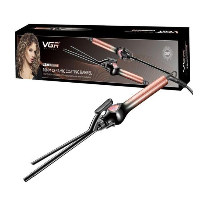 VGR Professional Hair Curler, V-573, 10mm Ceramic Coating Barrel, LED Display, 200°C Max Temperature, 30-Min Auto-Off