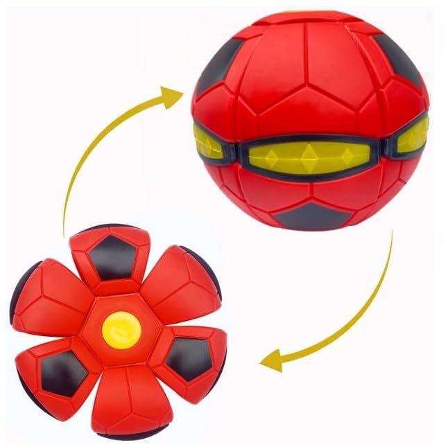 The Doggy Disc Ball for Small Medium Large Dogs, Portable Creative Flying Saucer Ball Stomp UFO Magic Balls, Decompression Pop Up Dog Toys Balls for Outdoor Sports Gifts (Football Red)