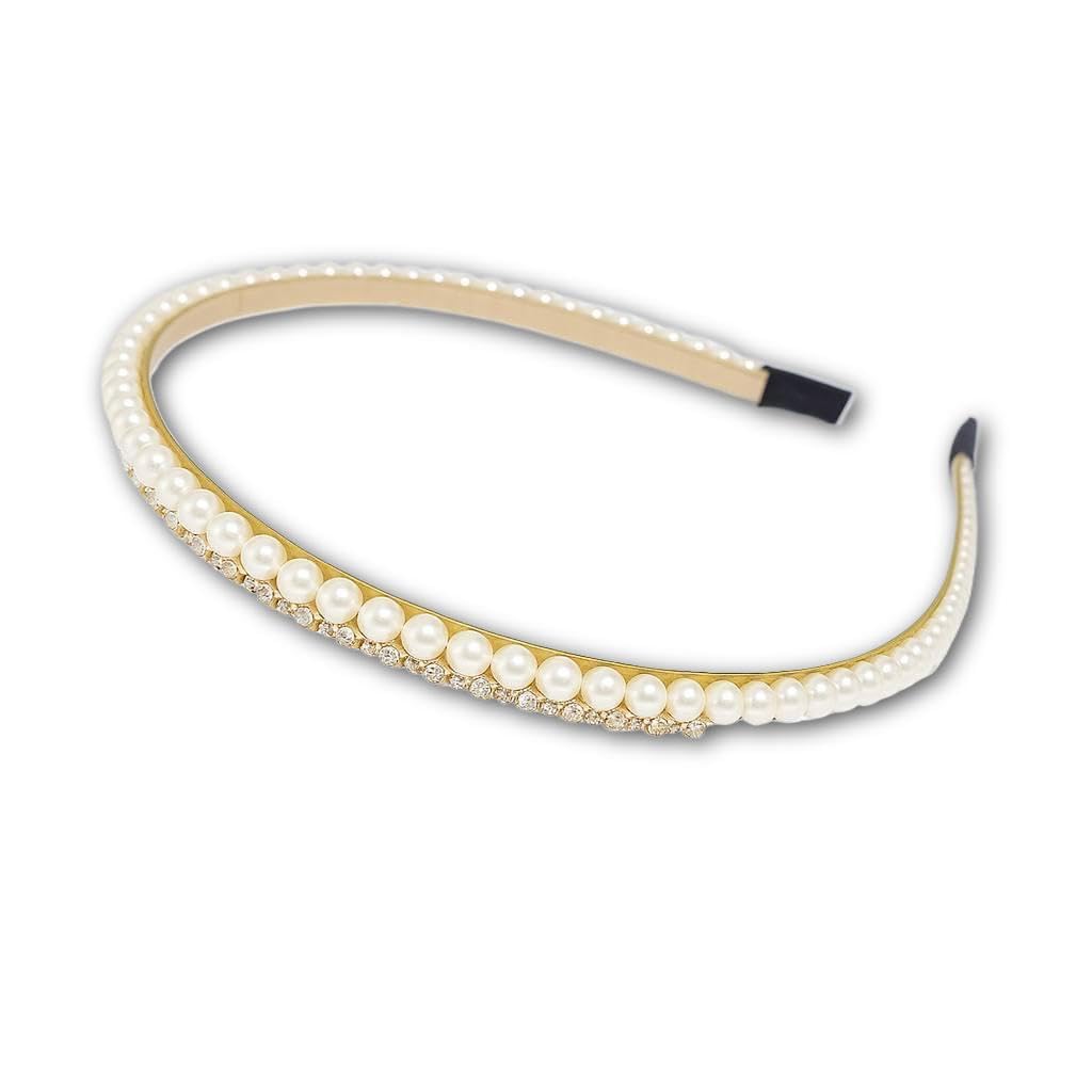 Pearl Headband - Elegant White Beaded Hair Band for Weddings and Bridal Events, Perfect for Women and Girls Seeking Timeless Glamour