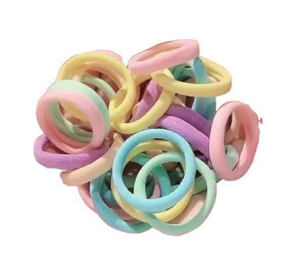 Colorful Hair Elastics Set, Mini Soft Ponytail Holders Multicolour Large (50 pcs)