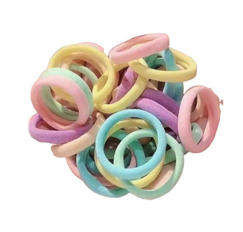 Colorful Hair Elastics Set, Mini Soft Ponytail Holders Multicolour Large (50 pcs)