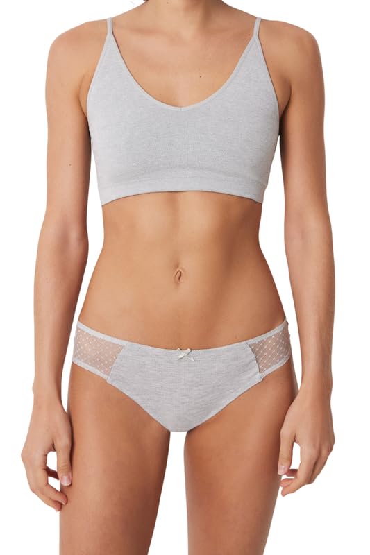 Women’Secret Womens Wide Cotton Panty With Lace And Bow
