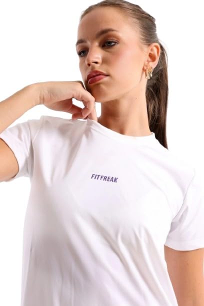 Fit Freak Running Half Sleeve Top In White, XL