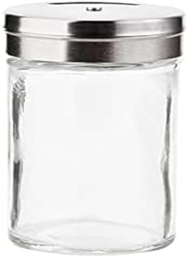 AREXOL 120ml Spice Jar Glass Clear with 3 Way Control Lid Stainless Steel Top for Salt Pepper Spices Easy to Use and Store Ideal for Everyday Use in Egypt