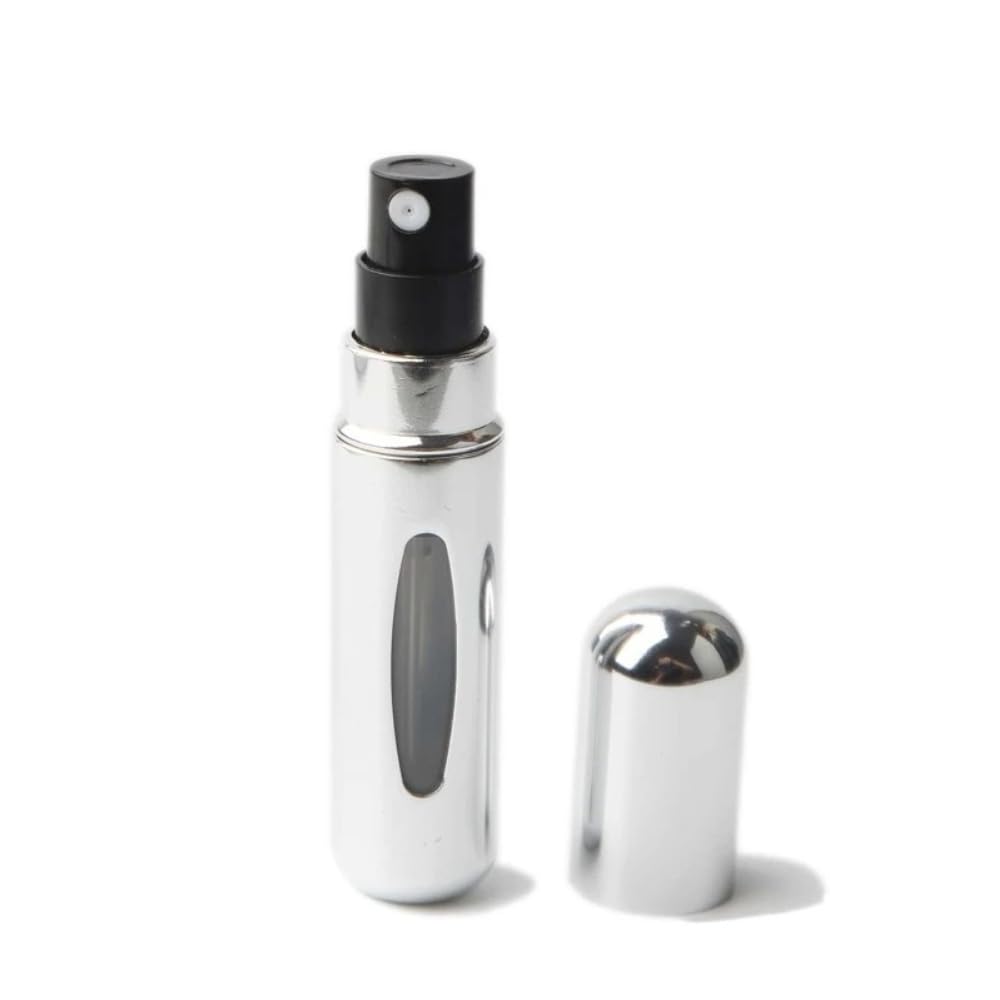 Portable Mini Refillable Perfume, Aftershave Atomizer Empty Spray Bottle for Travel Purse (Silver)
