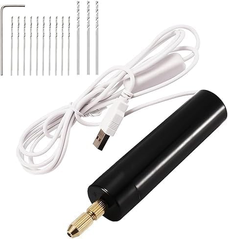 Electric Hand Drill Tools Set for Resin Casting Molds, Electrical Pin Vise Kit with 8 Pieces Drill Bits (0.8 to 1.2 mm) for Resin Plastic Wood Polymer Clay Jewelry Keychain Pendant Making Supplies