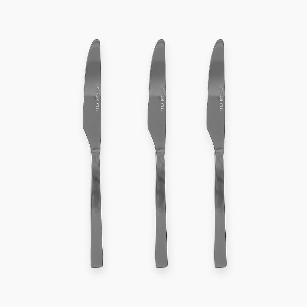 Zinnia Stainless Steel Classy/Mirror Table Knife 3-Piece Set, Multicolor