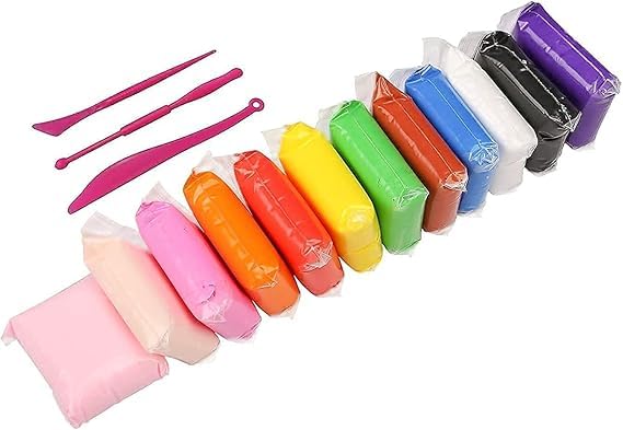 Air Dry Clay Set, 12 Colours with Modelling Tools, Craft Clay Kit