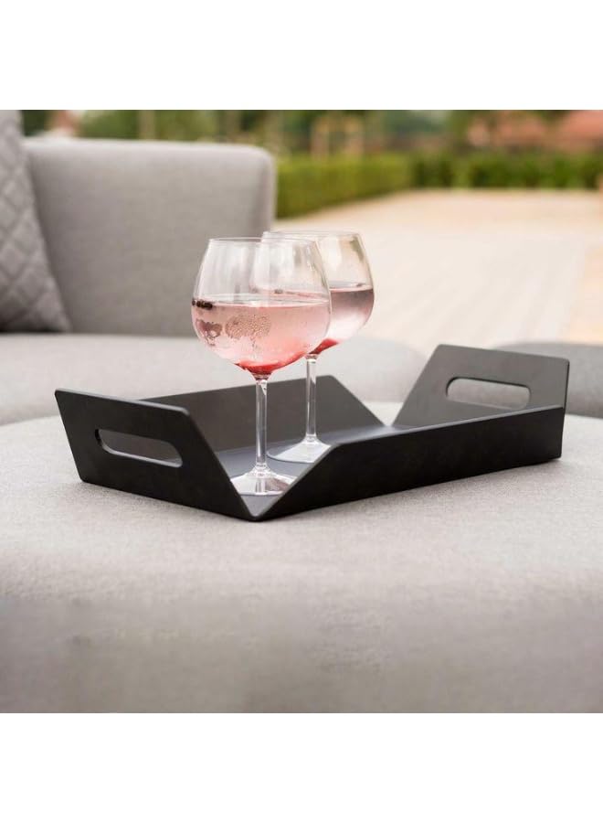 FuncyHome Metal Serving Tray, Geometric, Black, 38 x 29 x 6 cm, Matte Finish, Scratch-Resistant, for Serving Drinks and Desserts