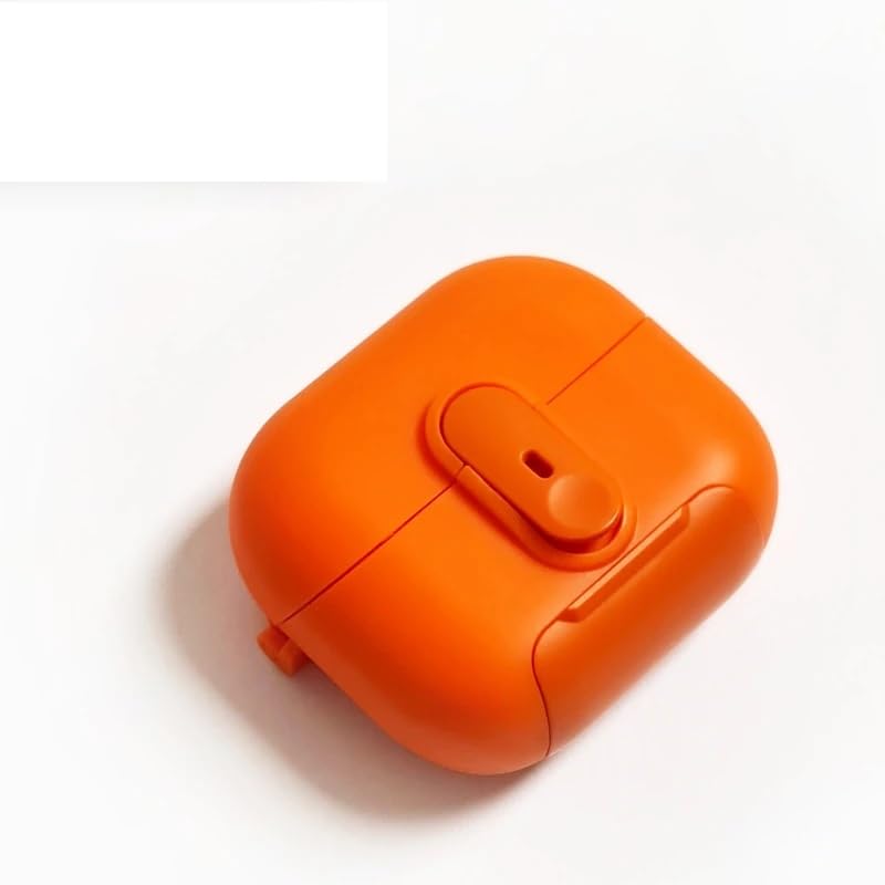 Design Modern Lock Apple AirPods Pro 2 Protective Case Switch Lock Earbuds Cover with Stand and Lanyard (Orange)