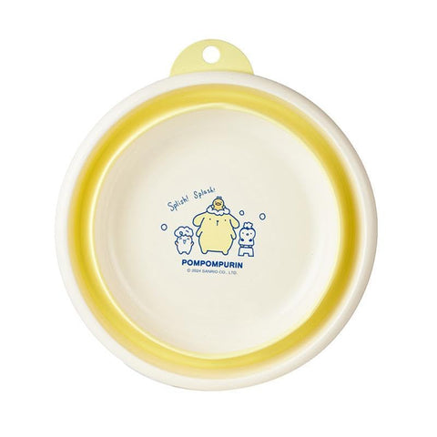 Next Store Cute Cartoon Foldable Silicone Dish (My Melody & Pom Pom Purin), Portable Space Saving Personal Face Wash Basin, Multifunctional Washing Bowl for Travel and Home (Yellow)