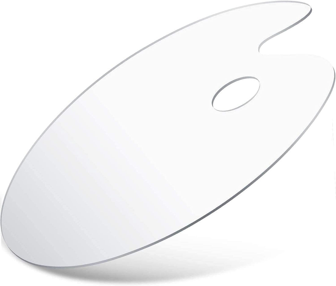 ART RANGER Clear Oval-Shaped Acrylic Painting Palette - Thick Transparent Plastic Artist Paint Color Mixing Tray - Non-Stick, Easy Clean, Mix Acrylic, Oil - Adults, Kids, Students ((12 X 8) INCH)