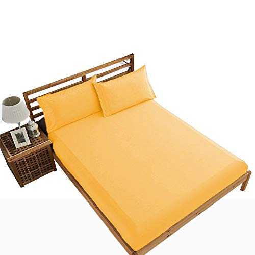 tigers trade lines Single Size, Cotton,Solid Pattern, Yellow - Fitted Sheets
