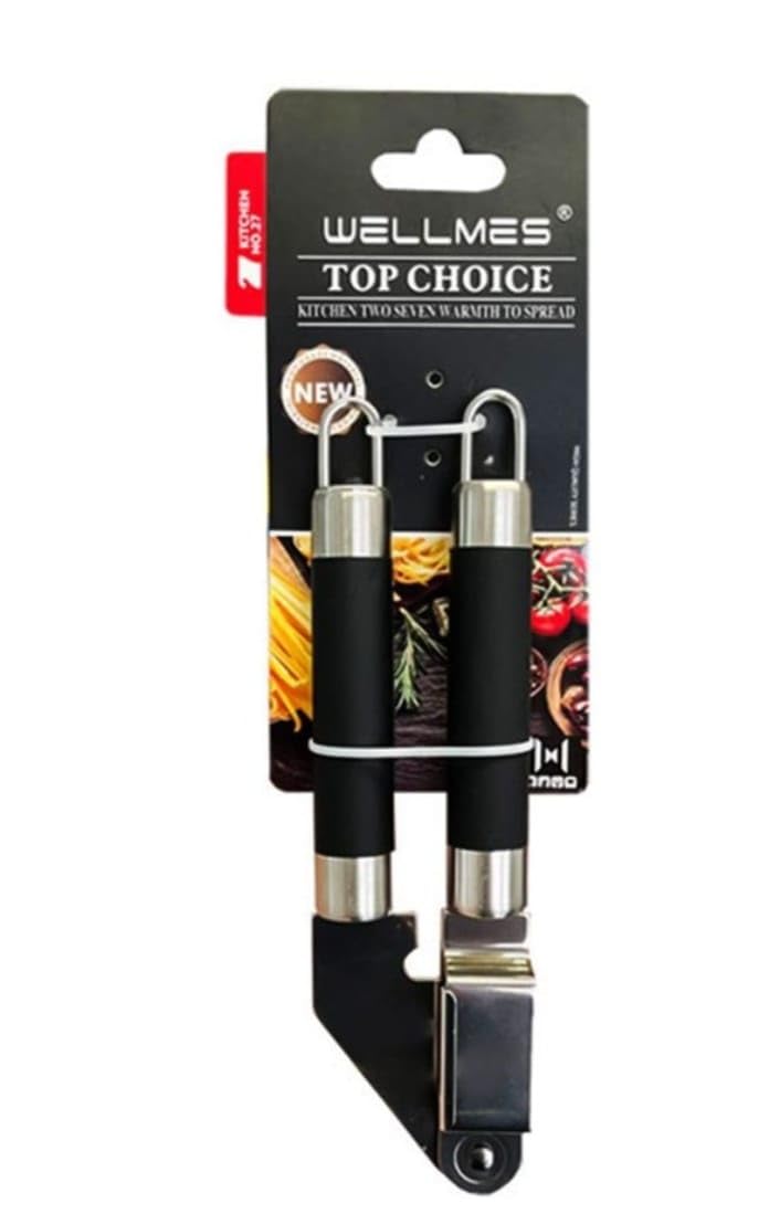 Tom Lux Kitchen Masher, Stainless Steel Kitchen Tool, Black and Silver