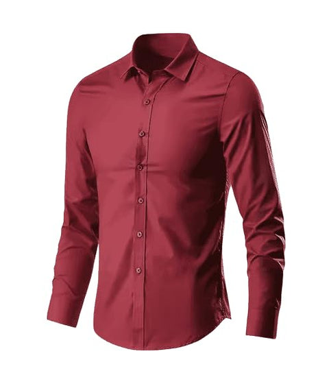 Formal Long Sleeve Shirt – Men’s Slim Fit Button Down for Style color red size large -42..a5759