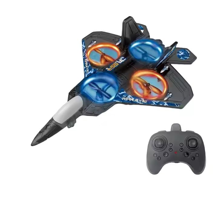 Remote Control Drone with Dual Spinning Rotors, 4 Channels, Black and Blue