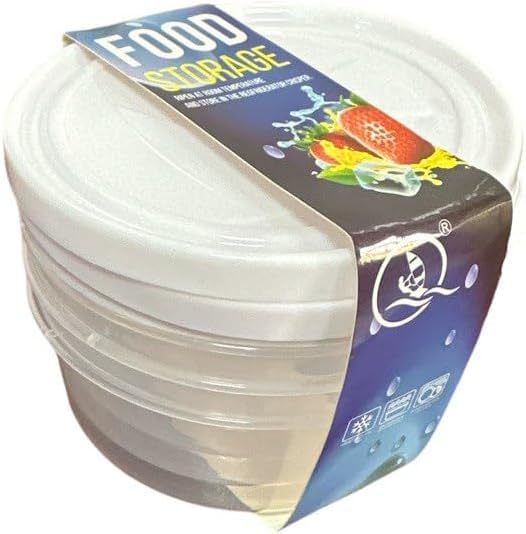 Round Food Storage Container Set, 3 Pieces (White)