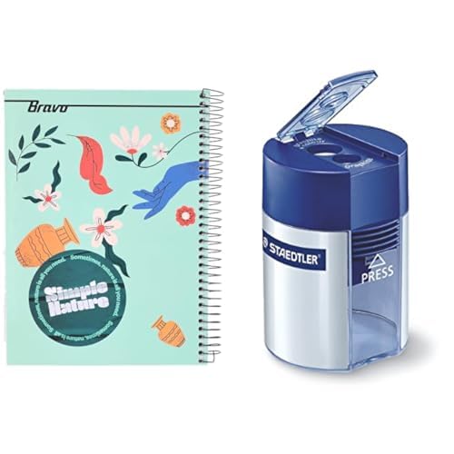 Bravo Stationery Bundle: A4 Hardcover Notebook 145 Sheets + Staedtler Double-hole Pencil Sharpener