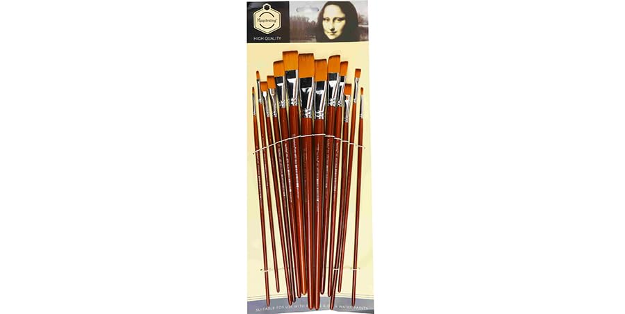 Keep Smiling Flat Brushes With Different Sizes Set, 13 Piece - Gold Brown