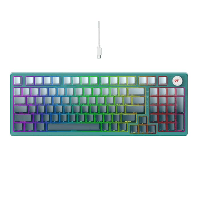 “Havit KB899L RGB Wired Gaming Keyboard – 97‑Key Mechanical Jixian Red Switches, Detachable USB‑C Cable, RGB Backlit with Anti‑Ghosting & Full N‑Key Rollover