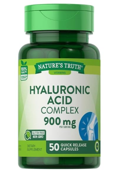 Premium Vital Hyaluronic Acid Complex 900mg - 50 Quick Release Capsules - with Practical Pill Box - Hydration & Joint Rhythm Matrix - Glow Shield - Non-GMO - Pure Moisture Integrity