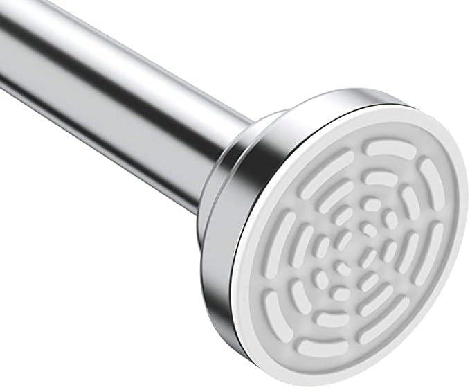 Shower Curtain Rod Tension Adjustable Curtain Rod–Rustproof 304 Stainless Steel Curtain Rod, Upgraded Anti-Slip Telescopic Tension Spring Tension Curtain Rod, No Drilling Extendable Pole (105-170cm)
