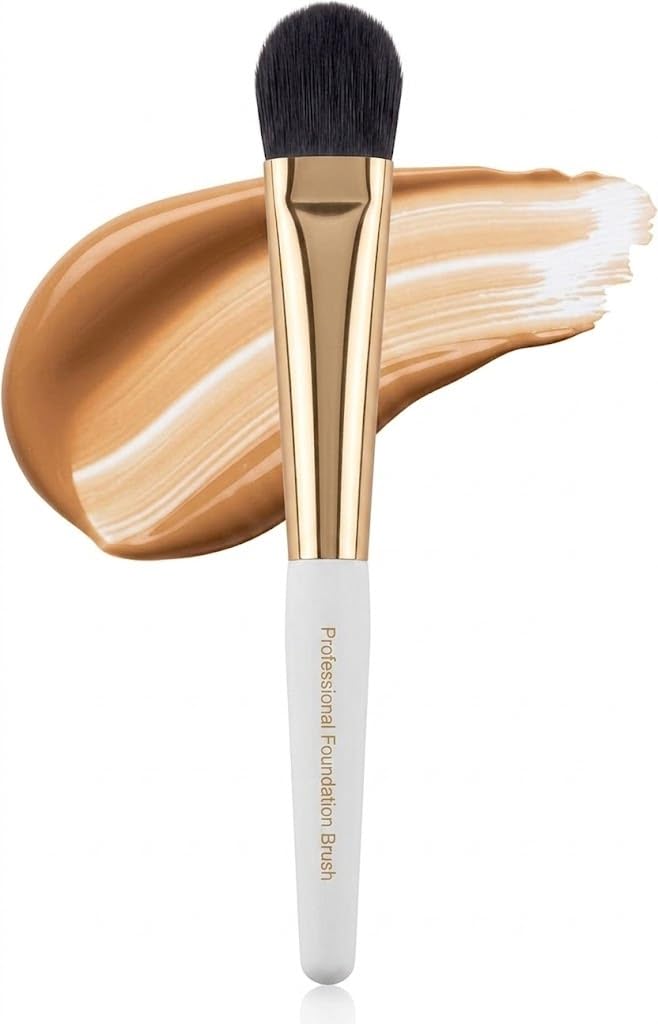 1pc flat Foundation Makeup Brush & Blush Brush & Powder, Soft And Multifunctional Fiber For Daily Makeup-white mix gold color