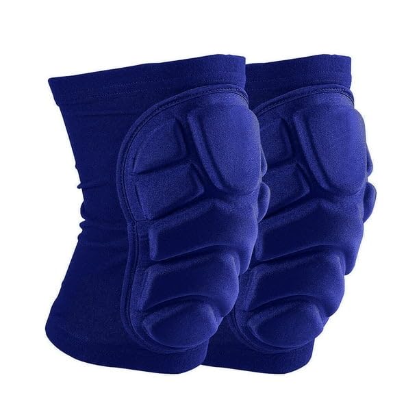 MD StayFit Protective Knee Pads for Volleyball, Thick Foam Knee Pads to Avoid Collision, Anti-Slip Breathable Sports Knee Brace for Football Basketball Running Dance (Blue, Large)