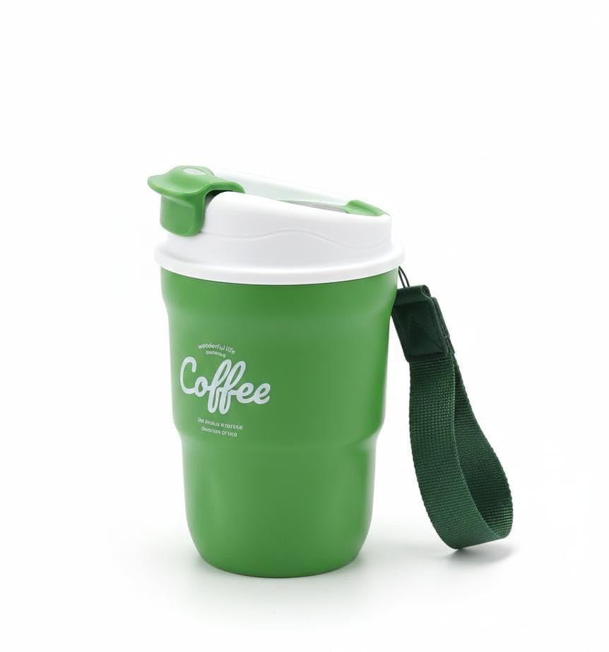 Spaceshoop Smart Thermal Coffee Mug 500ml, LED Temperature Display, Vacuum Insulated Stainless Steel, Portable Strap Green