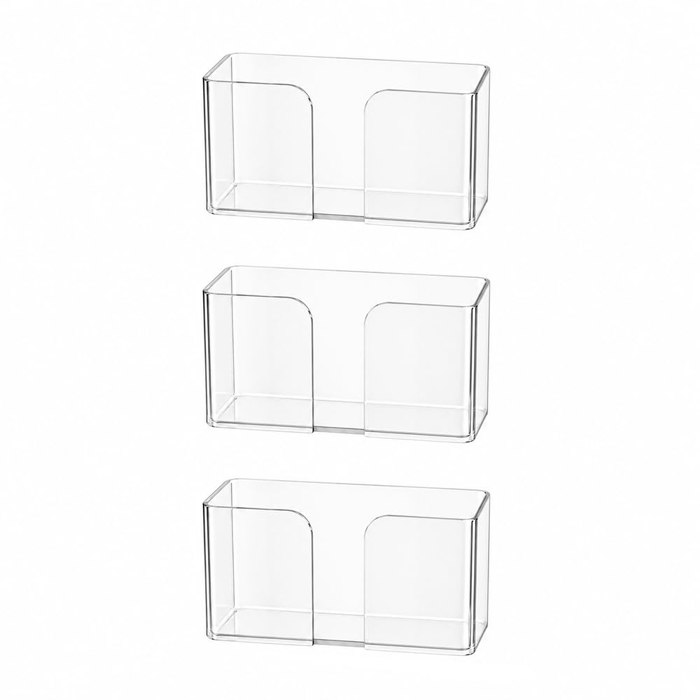 Best Media Acrylic Cabinet Door Organizer, Wall Mounted Clear Storage Bin for Kitchen Cabinet, Pantry Door and Slim Spaces, 3-Pack
