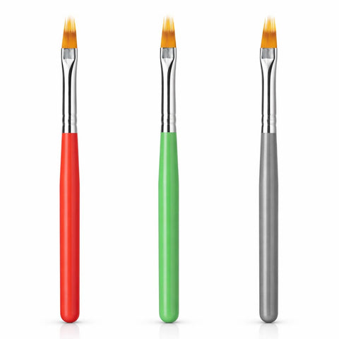Ombre Nail Art Brushes (Color Mix: Red, Green & Silver), Flat Blending Brushes for Gradient Color Fade, Nail Painting and Shading, For Gel or Regular Polish, Home or Salon Use (3, Red&Green&silver)