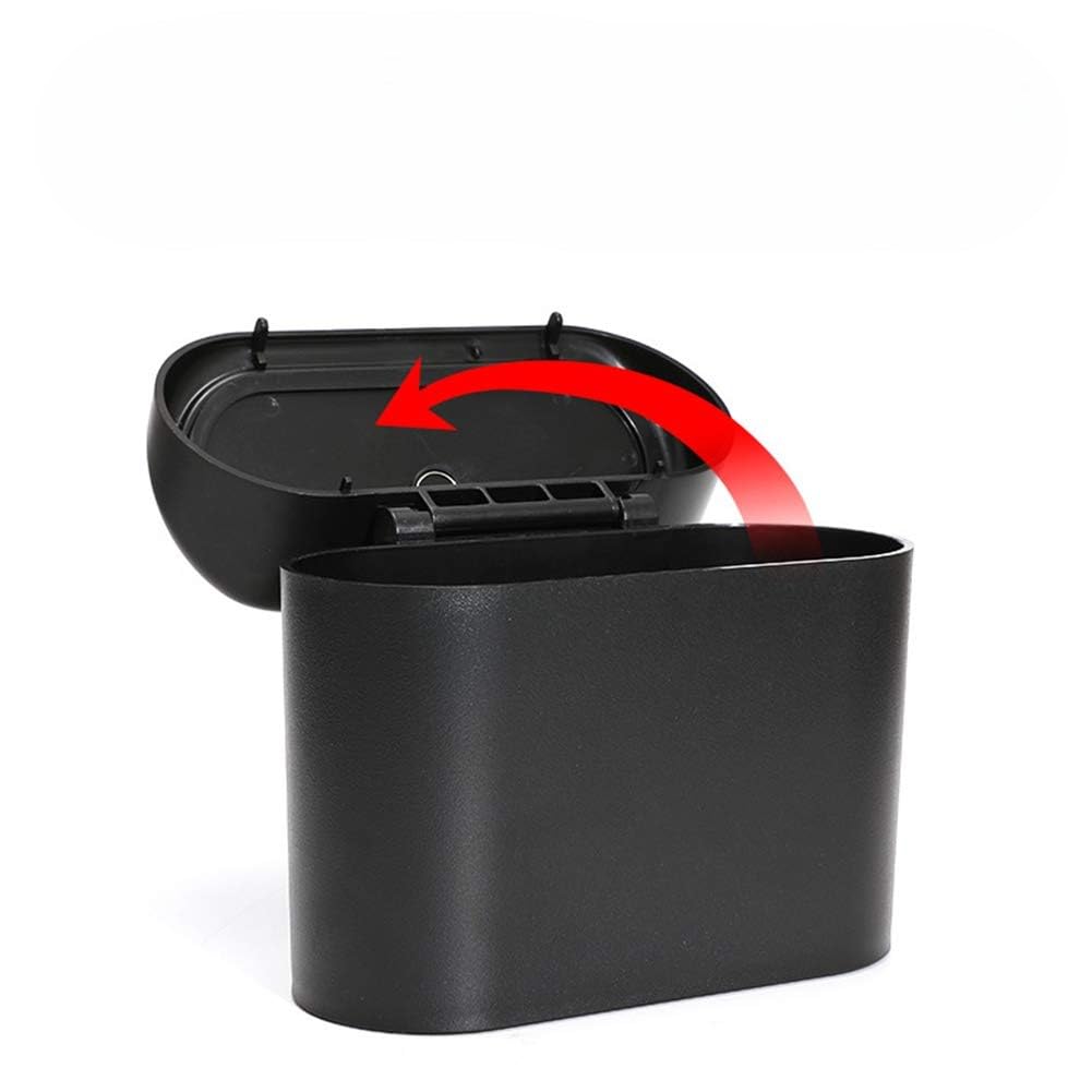Mini Car Trash Can – Hanging Auto Waste Container with Push Lid, Door & Seat Back Mount Garbage Bin for Clean and Organized Vehicle
