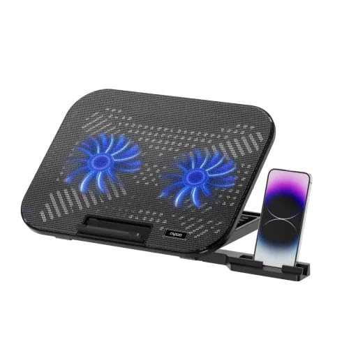 Rapoo Laptop Cooling Pad CF200, 2 High-Efficiency Cooling Fans, 6 Adjustable Angles, Multi-Functional Versatile | CF200. Black