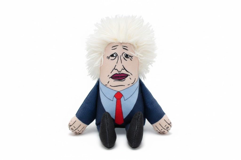 Plush Toy for Pets, Politician Character Design with White Hair and Suit